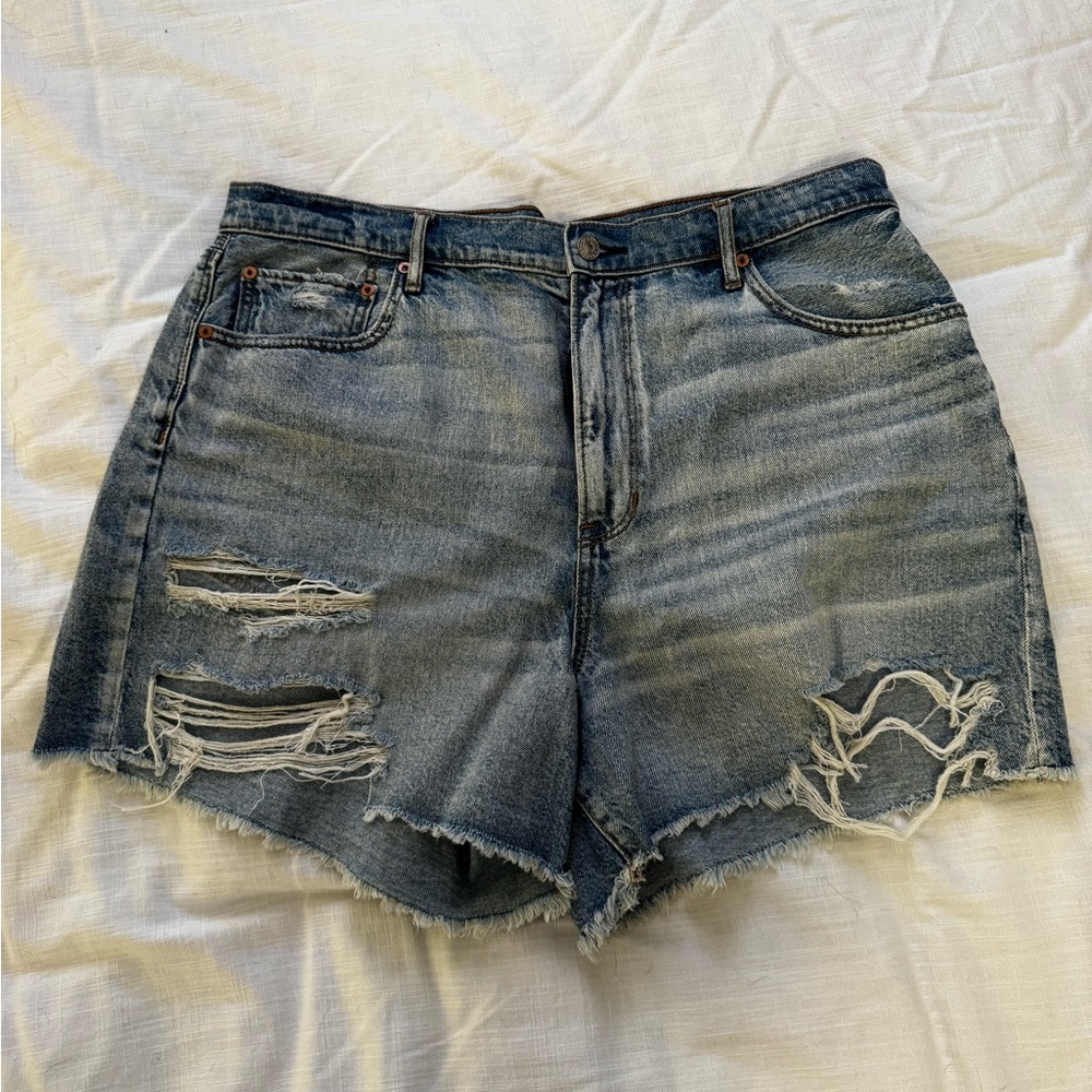American Eagle Outfitters Blue Distressed Jean Shorts